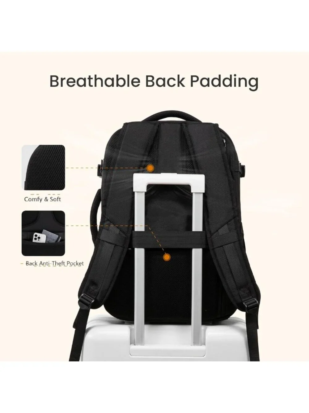 Expandable 40L Travel Backpack for Men & Women, Water-Resistant Laptop Bag, TSA